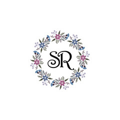 Initial SR Handwriting, Wedding Monogram Logo Design, Modern Minimalistic and Floral templates for Invitation cards	