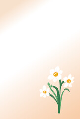 Naklejka premium 水仙をモチーフに使った、寒中見舞いのデザイン 文字なし