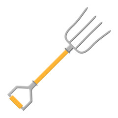 Cartoon pitchfork icon isolated on white background. Gardening tool. Vector illustration in cartoon style for your design.