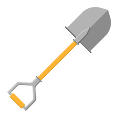 Cartoon shovel icon isolated on white background. Garden spade. Gardening tool. Vector illustration in cartoon style for your design.