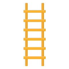 Cartoon wooden ladder icon isolated on white background. Vector illustration in cartoon style for your design.