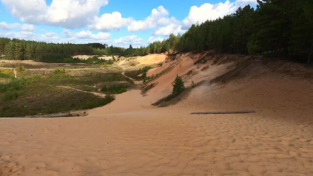 View of the sand quarry area in Piusa. Sand dunes. Piusa caves, Estonia