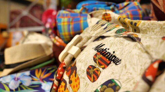 bags for sale in Ford de France market traditional madras Martinique