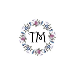 Initial TM Handwriting, Wedding Monogram Logo Design, Modern Minimalistic and Floral templates for Invitation cards	