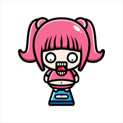 the cute fat girl character is weighing her weight
