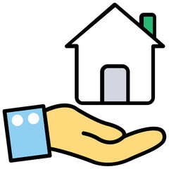 
A hand sign along servicing a sweet home, great depiction for insurance 
