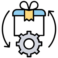 
Packed parcel and cogwheel along with transverse arrows, all three of them are giving concept of integrated logistic support 
