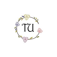 Initial TU Handwriting, Wedding Monogram Logo Design, Modern Minimalistic and Floral templates for Invitation cards	