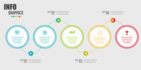 Infographics design vector and business icons with 5 options, project management for presentation, report and website