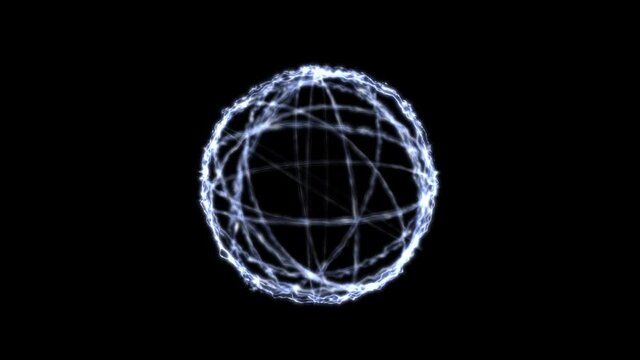 Electric fire ball with rotational motion ,abstract dynamic ring patterns with glowing and illuminating sparks, 4k high quality, 3D render