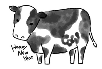 2021丑年の牛年賀状・New Year's card