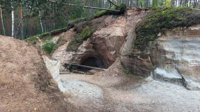 One of the caves found in the Piusa Sandstone Caves - the biggest wintering colony of bats in East Europe. Nature Reserve in Estonia.