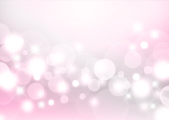 煌めく光と白い透明な水玉模様　ピンク色のグラデーション　背景素材　横型