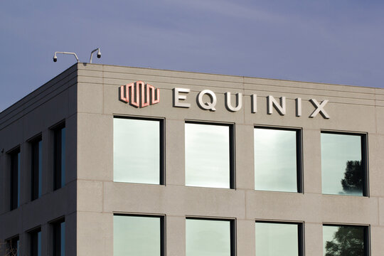 Redwood City, CA, USA - Feb 16, 2020: American real estate investment trust company Equinix, Inc.'s Headquarters in Redwood City. Equinix specializes in internet connection and data centers. 