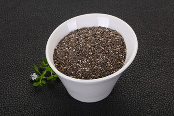 Dietary Chia seeds in the bowl