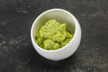 Avocado guacamole sauce with chili pepper