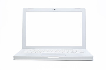 Laptop with white blank screen. Isolated on white background.