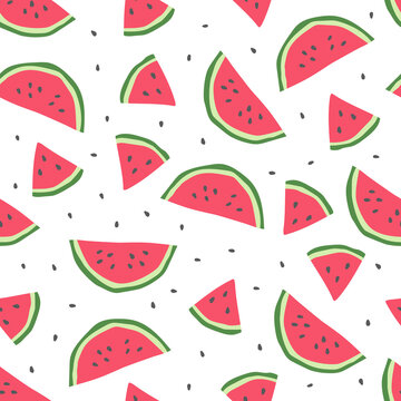 Seamless pattern with cute watermelon