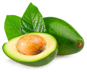 fresh sliced avocado isolated on white background. full depth of field. clipping path