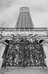 Classic gate of loggetta del campanile di san marco in venice, italy
