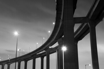 elevated highway or bridge at night