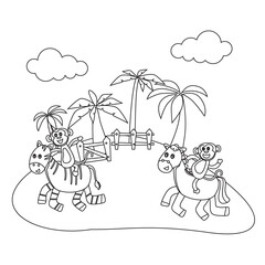 Creative vector childish Illustration. Zebra, horse, runing in the field illustration with cartoon style. Childish design for kids activity colouring book or page.