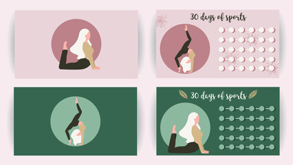 30 days of sports. Habit tracker. 30 days of yoga. Challenge tracker.