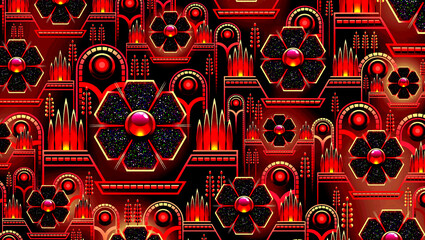 Background illustration with red abstract shapes decoration
