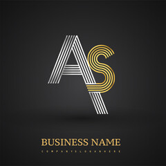 Letter AS logo design. Elegant gold and silver colored, symbol for your business name or company identity.