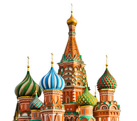 The Cathedral of Vasily the Blessed (Saint Basil's Cathedral) on Red square. Moscow. Russia. Isolated on white background
