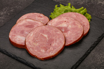 Slices of pork meat ham