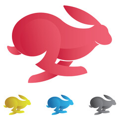 Rabbit Logo made with golden ratio principles, bunny Emblem or Logo vector template suitable professional company logo and  brand logo in 4 color option