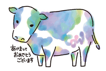 2021年丑年の年賀状・New Year's card