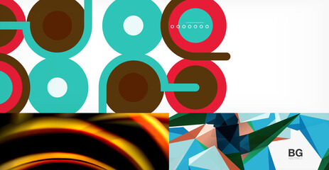 Set of minimal geometric backgrounds. Vector illustrations for covers, banners, flyers and posters and other