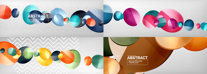 Set of glass bubbles abstract backgrounds. Vector illustrations for covers, banners, flyers and posters and other