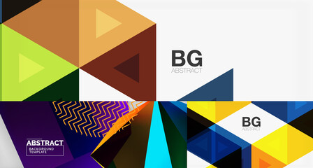 Set of minimal geometric abstract backgrounds. Vector illustrations for covers, banners, flyers and posters and other