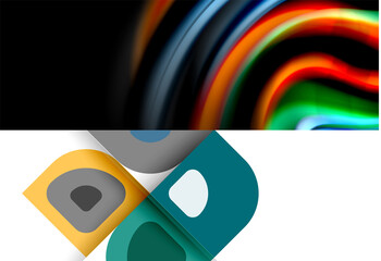 Set of modern minimal geometric abstract backgrounds. Vector illustrations for covers, banners, flyers and posters and other