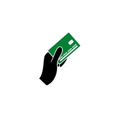 Hand holding credit card icon isolated on white background