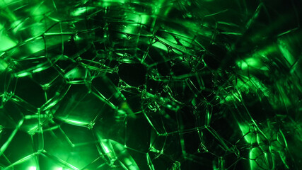 Obraz premium Abstract of green soap bubbles in dark