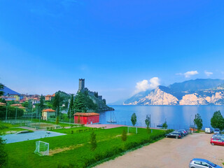Fototapeta premium Scaliger Castle in Garda town on lake Garda,