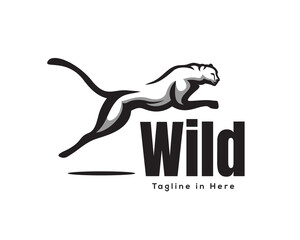 silhouette running jump cat, tiger, lion, jaguar, cheetah, panther logo design illustration © ShiipArts
