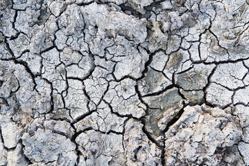 Closeup of dry soil. Cracked texture of ground. Ground in drought, Soil texture and dry mud, Dry land.