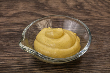 Dijon mustard sauce in the bowl