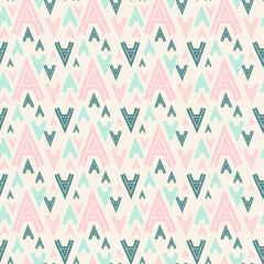 Vector seamless pattern with green and pink letter A. Pastel texture with arrows.