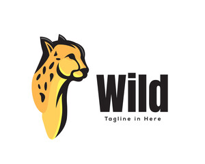 elegant Cheetah, jaguar profile head logo mascot design illustration