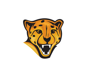 head roaring cat, tiger, lion, jaguar, cheetah, panther logo mascot design illustration