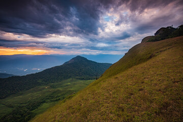 Landscape of  meadow on high mountain in Doi Mon Chong, Chiangmai, Thailand.