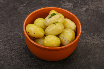 Young boiled potato in the bowl