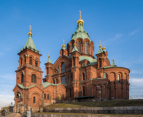 Fototapeta na wymiar View of the Uspensky Cathedral in Helsinki, Finland