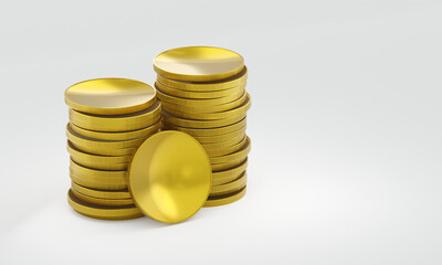 Internet, business, Technology and network concept. gold coin stack isolated on white